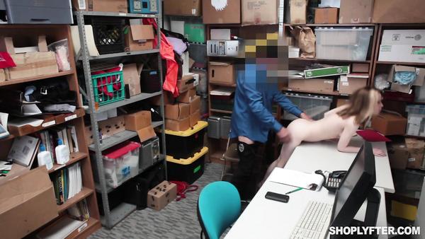 Small tits college girl Alina gets her tight pussy punishment for theft